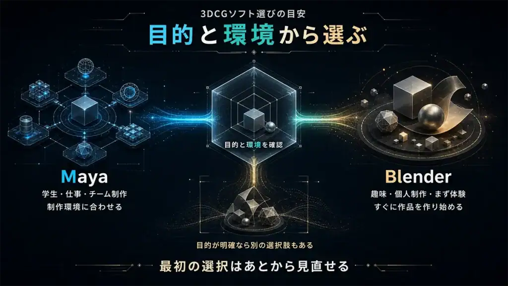 学生や仕事や個人制作などの条件からMayaとBlenderを選ぶ目安
