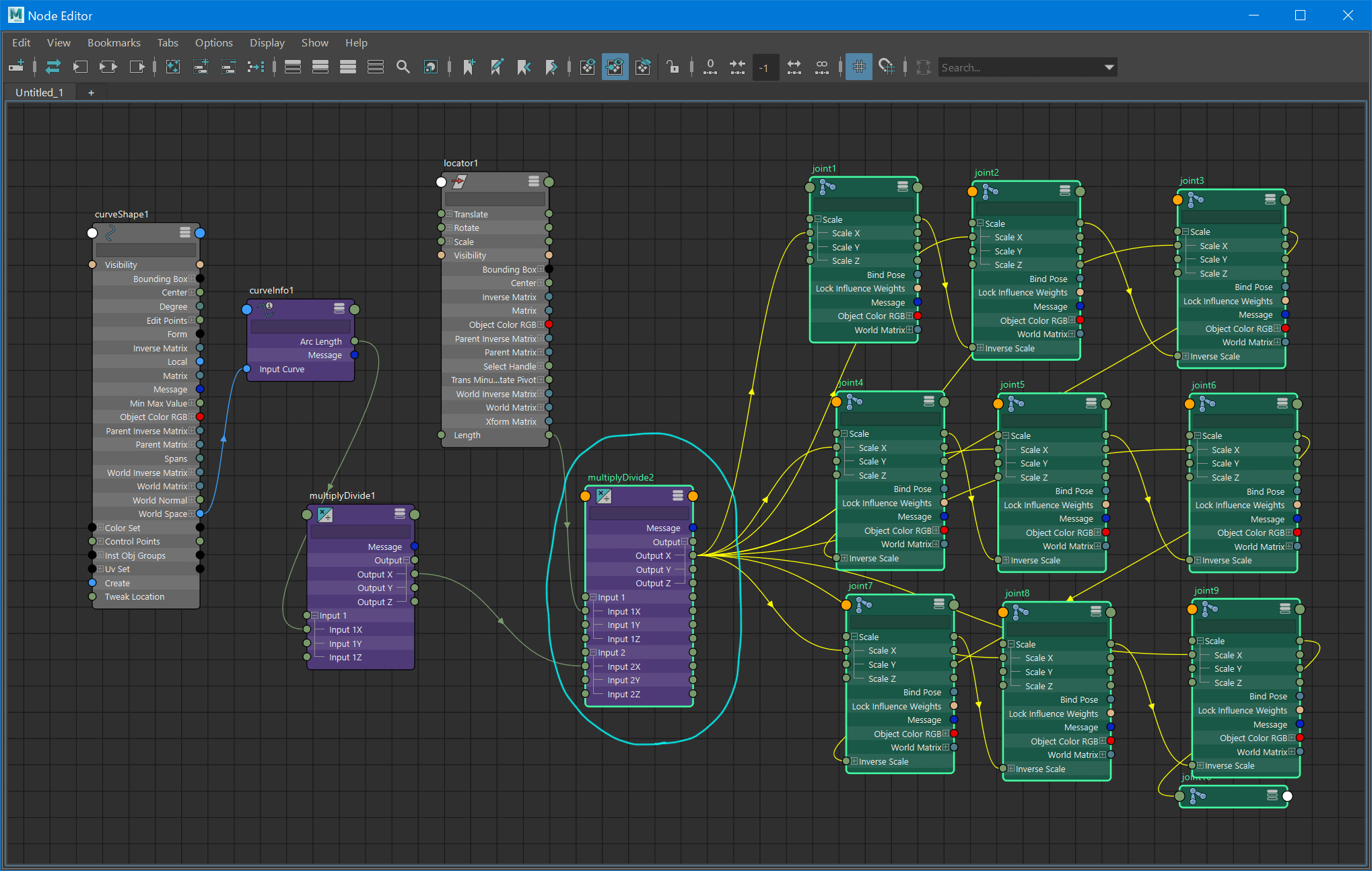 ノードエディターでMultiplyする