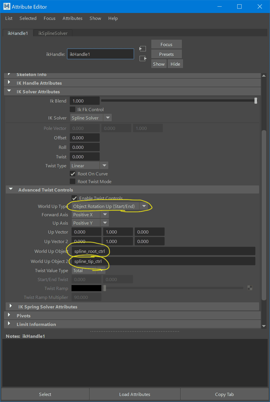 Attribute Editorでひねりの設定をする