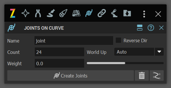joints on curve(簡易版)インターフェイス